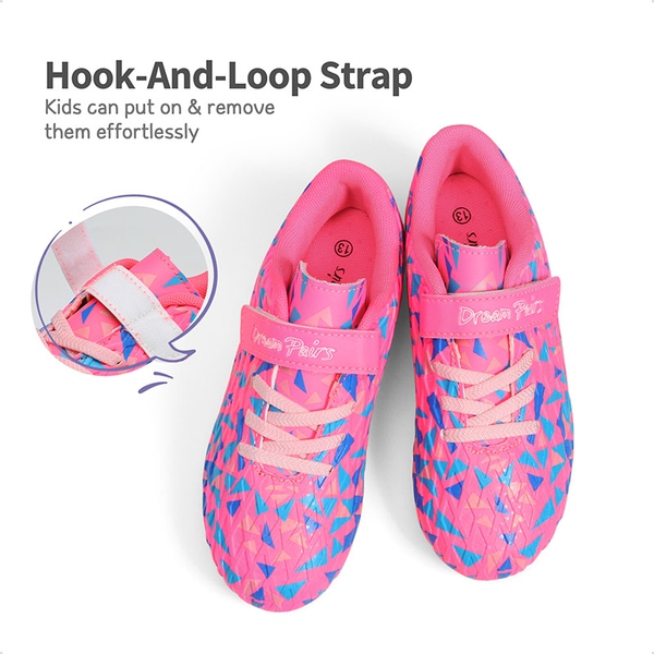 Kids Hook-and-loop Strap Soccer Cleats - HOT PINK ROYALBLUE - 1